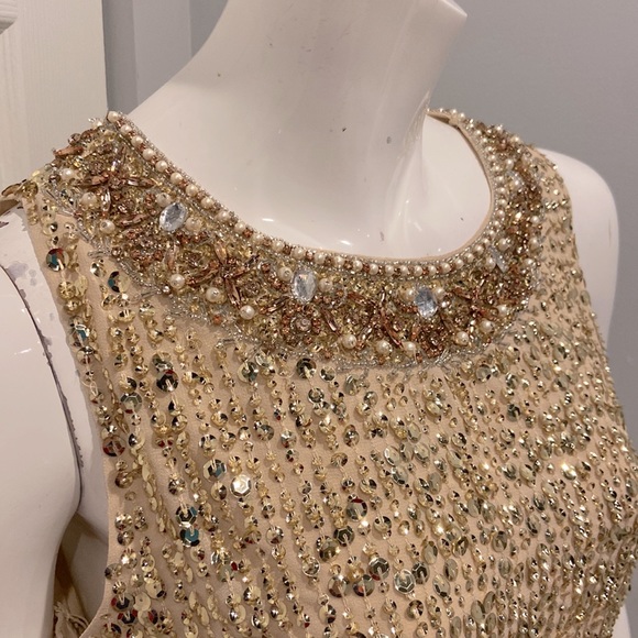 NWOT Mac Duggal gold cocktail midi dress - Picture 5 of 16